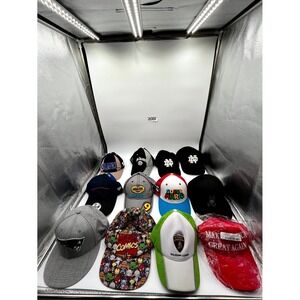 Lot of 12 Mens Caps MAGA Marvel Mario Raiders Patriots Cruz Azul ND Lambo Bunny